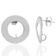 Roestvrij stalen (RVS) Stainless steel oorbellen / oorstekers 18mm met oogje Zilver