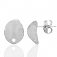Roestvrij stalen (RVS) Stainless steel oorbellen / oorstekers ovaal met oogje Zilver