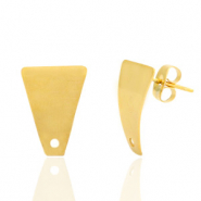 Roestvrij stalen (RVS) Stainless steel oorbellen / oorstekers trapezium met oogje Goud