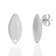 Roestvrij stalen (RVS) Stainless steel oorbellen / oorstekers ovaal met oogje Zilver
