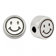 Kralen DQ metaal smiley 7mm Antiek zilver (nikkelvrij)