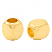 Kralen DQ metaal cube 3mm Goud (nikkelvrij)