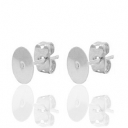 Onderdelen DQ metaal oorstekers 6mm Antiek zilver (nikkelvrij)