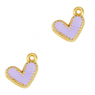Bedels DQ metaal hart Goud-lavender purple (nikkelvrij)