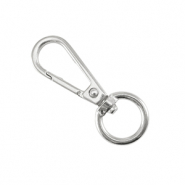 Onderdelen DQ metaal sleutelhanger 40mm Antiek zilver (nikkelvrij)