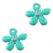 Bedels DQ metaal bloem Antiek zilver-turquoise (nikkelvrij)