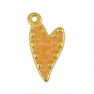Bedels DQ metaal hart Pearl Light Orange-Goud (nikkelvrij)