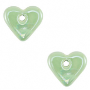 DQ Grieks keramiek kralen hart Light green
