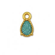 Bedels DQ metaal druppel Goud-glitter turquoise (nikkelvrij)