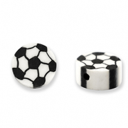 Polymeer kralen voetbal Black-white