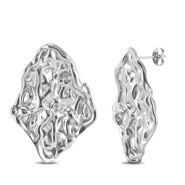 Roestvrij stalen (RVS) Stainless steel oorbellen / oorstekers irregular Silver