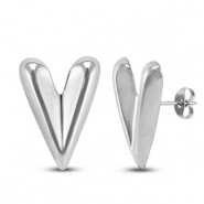 Roestvrij stalen (RVS) Stainless steel oorbellen / oorstekers hart Silver