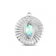BY31&reg; Roestvrij stalen (RVS) Stainless steel bedels rond Silver-aqua