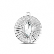 BY31&reg; Roestvrij stalen (RVS) Stainless steel bedels rond Silver-crystal