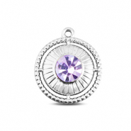 BY31&reg; Roestvrij stalen (RVS) Stainless steel bedels rond met ring Silver-light lilac