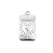 BY31&reg; Roestvrij stalen (RVS) Stainless steel bedels kaart hart Silver