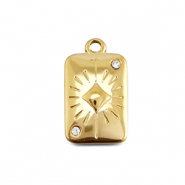 BY31&reg; Roestvrij stalen (RVS) Stainless steel bedels kaart ruit Gold
