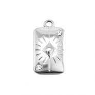 BY31&reg; Roestvrij stalen (RVS) Stainless steel bedels kaart ruit Silver