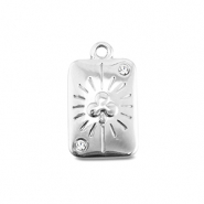 BY31&reg; Roestvrij stalen (RVS) Stainless steel bedels kaart klaver Silver