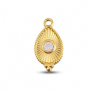 BY31&reg; Roestvrij stalen (RVS) Stainless steel bedels druppel Gold-soft pink opal