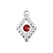 BY31&reg; Roestvrij stalen (RVS) Stainless steel bedels ruit Silver-ruby red