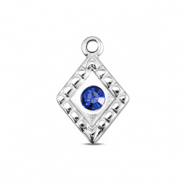 BY31&reg; Roestvrij stalen (RVS) Stainless steel bedels ruit Silver-sapphire blue