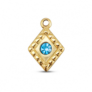 BY31&reg; Roestvrij stalen (RVS) Stainless steel bedels ruit Gold-aqua