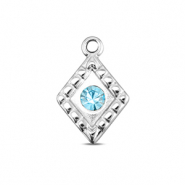 BY31&reg; Roestvrij stalen (RVS) Stainless steel bedels ruit Silver-aqua