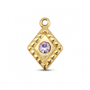 BY31&reg; Roestvrij stalen (RVS) Stainless steel bedels ruit Gold-light lilac
