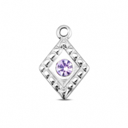 BY31&reg; Roestvrij stalen (RVS) Stainless steel bedels ruit Silver-light lilac