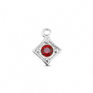 BY31&reg; Roestvrij stalen (RVS) Stainless steel bedels ruit Silver-ruby red