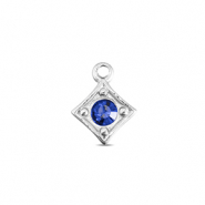 BY31&reg; Roestvrij stalen (RVS) Stainless steel bedels ruit Silver-sapphire blue