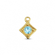 BY31&reg; Roestvrij stalen (RVS) Stainless steel bedels ruit Gold-aqua