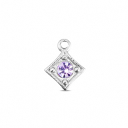 BY31&reg; Roestvrij stalen (RVS) Stainless steel bedels ruit Silver-light lilac