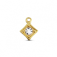 BY31&reg; Roestvrij stalen (RVS) Stainless steel bedels ruit Gold-crystal