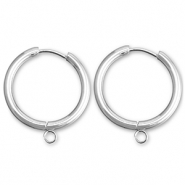 Roestvrij stalen (RVS) Stainless steel oorbellen creolen met oogje 21mm Silver