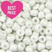 Glaskralen Rocailles 6/0 (4mm) Bright white pearl