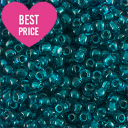 Glaskralen Rocailles 6/0 (4mm) Transparent petrol blue