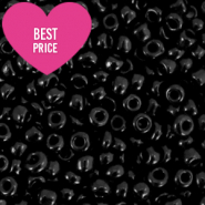 Glaskralen Rocailles 8/0 (3mm) Black