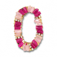 Top facet hangers ovaal Light pink-fuchsia pink transparent-gold