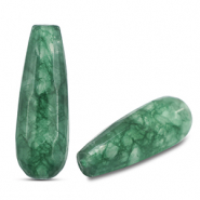Natuursteen kralen kwarts druppel Dark green-transparent
