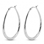 Roestvrij stalen (RVS) Stainless steel oorbellen / creolen ovaal Silver