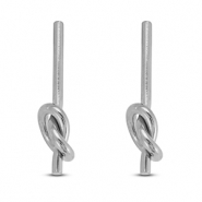 Roestvrij stalen (RVS) Stainless steel oorbellen / oorstekers knoop Silver