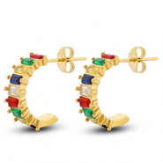 Roestvrij stalen (RVS) Stainless steel oorbellen / oorstekers Gold-multicolour
