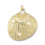 Brass TQ metaal bedels schelp met parels Gold-white
