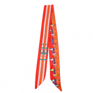 Bandana sjaal met paard/rechte lijnen Red-pink-orange