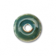Kralen keramiek disc Dark green-brown