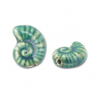 Kralen keramiek schelp Teal blue