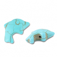 Kralen keramiek dolfijn Turquoise blue