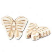 Kralen keramiek vlinder Off white